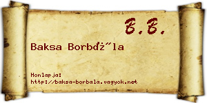 Baksa Borbála névjegykártya